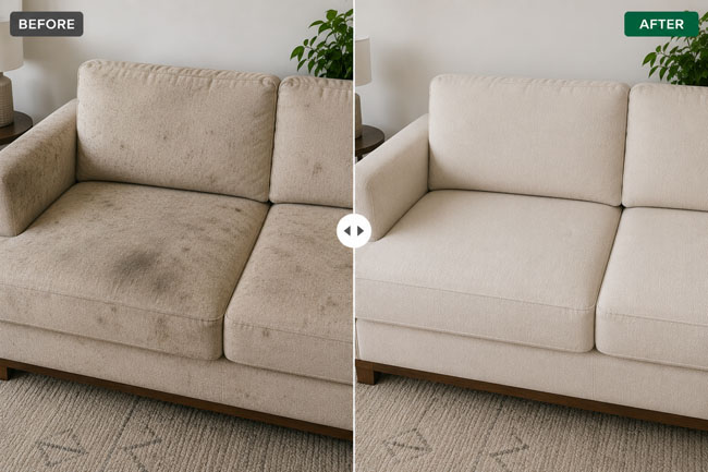 Sofa cleaning before & after
